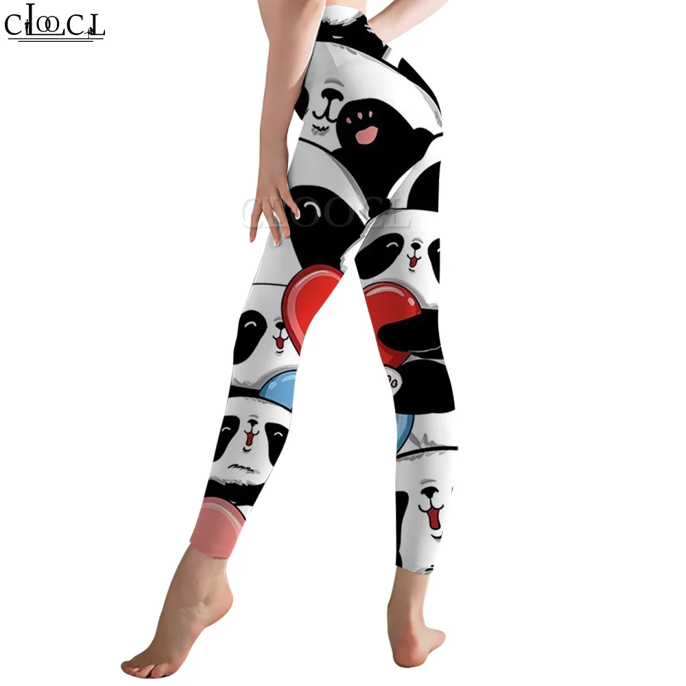 CLOOCL Animal mujer Legging Panda sosteniendo patrón de corazón pantalones estampados 3D pantalones elásticos de cintura alta pantalones de chándal para mujer