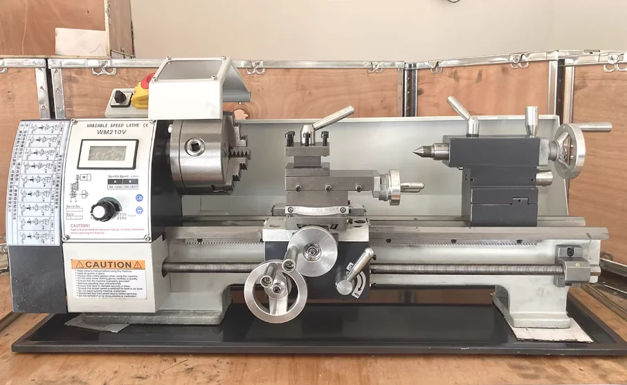 WM210V Precision Mini Metal Lathe 900W Brushless Motor Bench Lathe 38mm Spindle Bore Automatic Transmission Manual Lathe