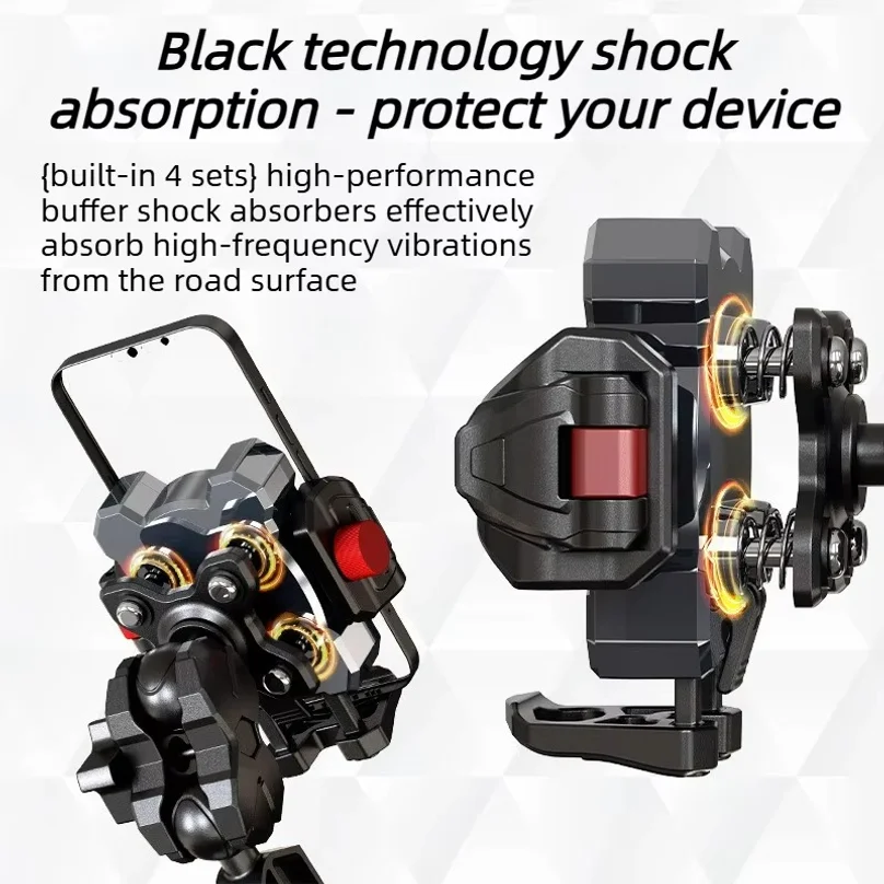 outdoors motorcycle Anti-Shock Phone Mount for Electric Vehicles Metal Clamp Arm High-Damping  Anti-Vibration Phone Holder