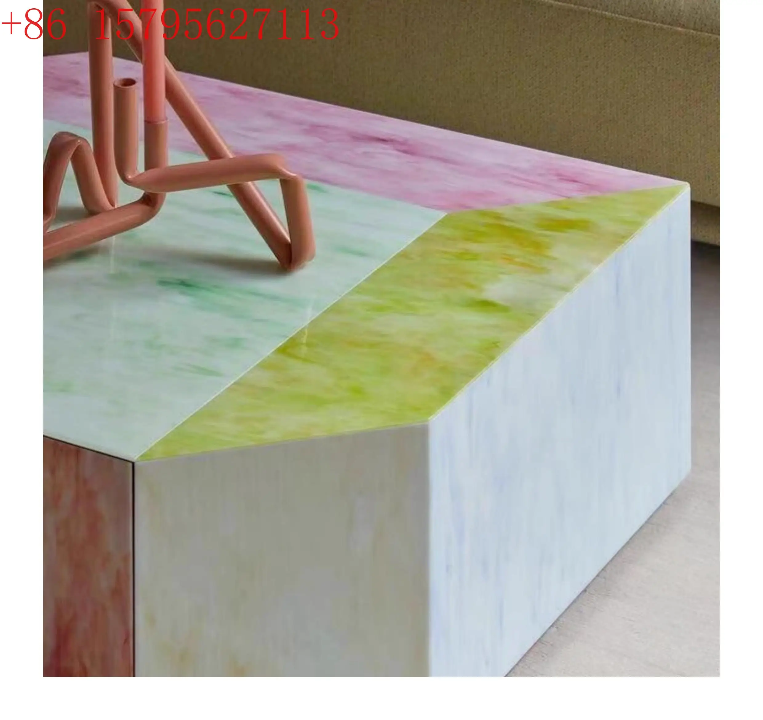 Mesa de Centro Europea de Diseño, Mesa de Centro de Lujo para Sala de Estar, Mesa de Centro de Vidrio de Lujo, Muebles para Sala de Estar FT