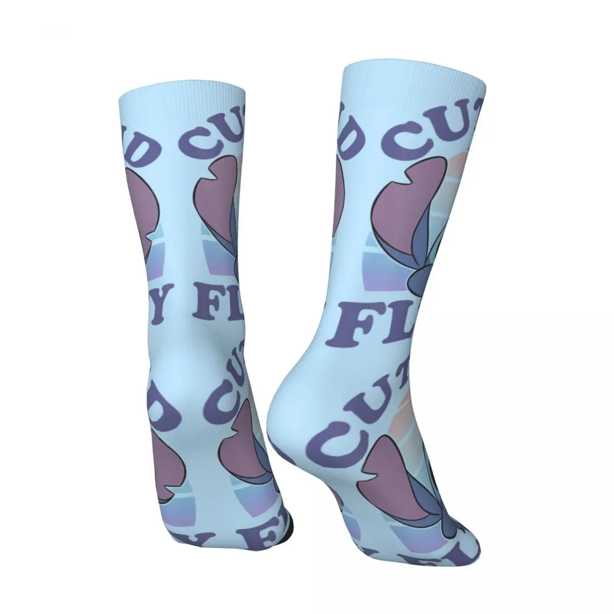 Cute And Fluffy Vintage Gradient Men's Socks Retro Harajuku Disney Lilo & Stitch Film Street Style Novelty Seamless Crew Sock