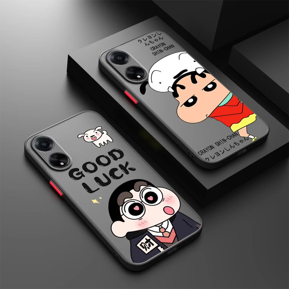 C-Crayon S-Shin-chan Frosted Translucent For OPPO X5 X3 A54S A5 A94 A16 A53S A57 A74 A72 A96 A98 A78 5G Back Phone Case