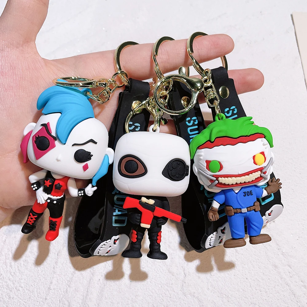 Suicide Squad The Joker & Harley Quinn Keychain Silicone Action Figures Collection Model Toys for Children Christmas Gifts