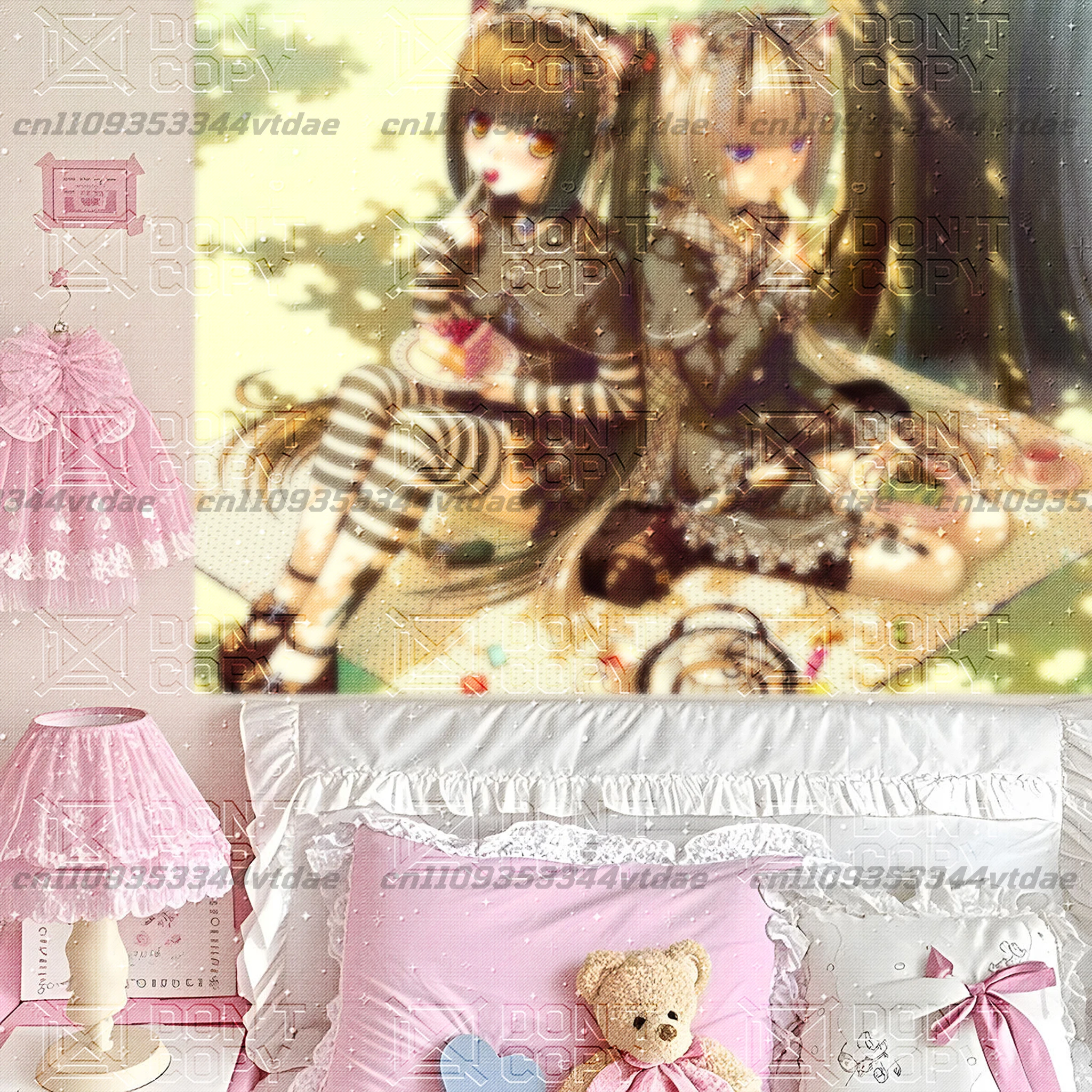 Vintage Nekopara Dessert Black & White Cat Girls Chocola Vanilla Wall Hanging Tapestry Aesthetic Room Background Cloth