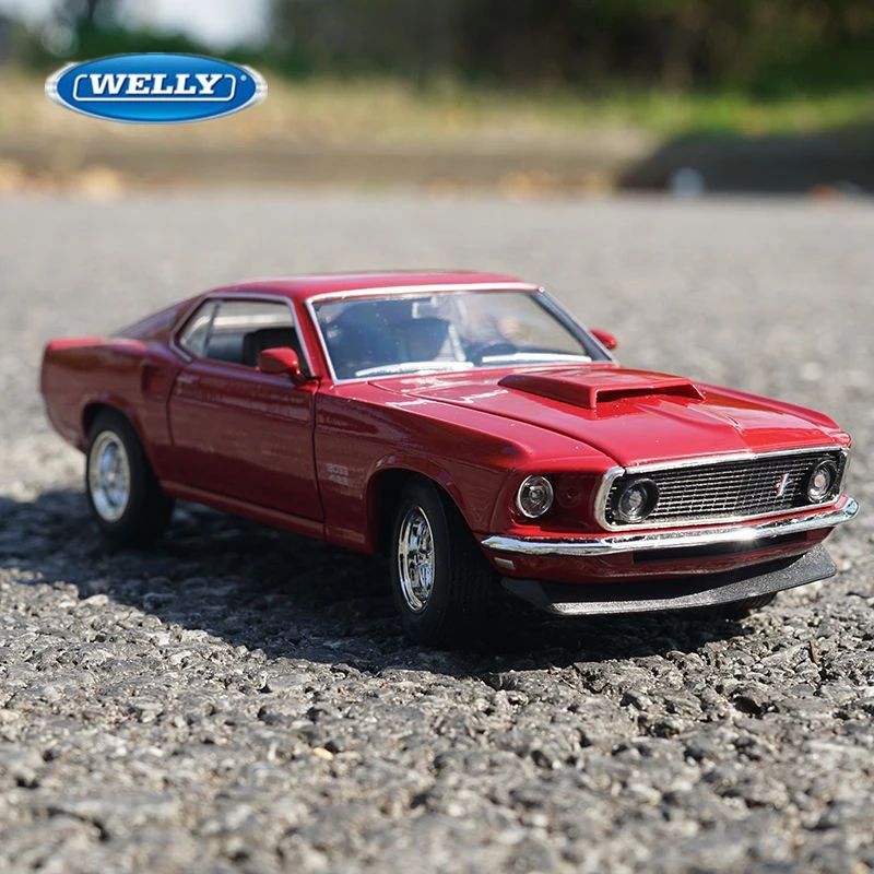 WELLY 1:24 Ford Mustang Boss 429 Alloy Sports Car Model Diecasts Metal Classic Racing Vehicle Car Model Simulation Kids Toy Gift