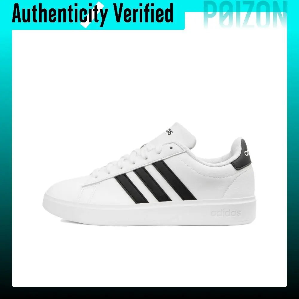 Adidas Neo GRAND COURT 2.0, Zapatos de Skateboard de Cuero Sintético Resistentes a la Abrasión, de Caña Baja, para Mujer, Blanco y Negro, GW9214