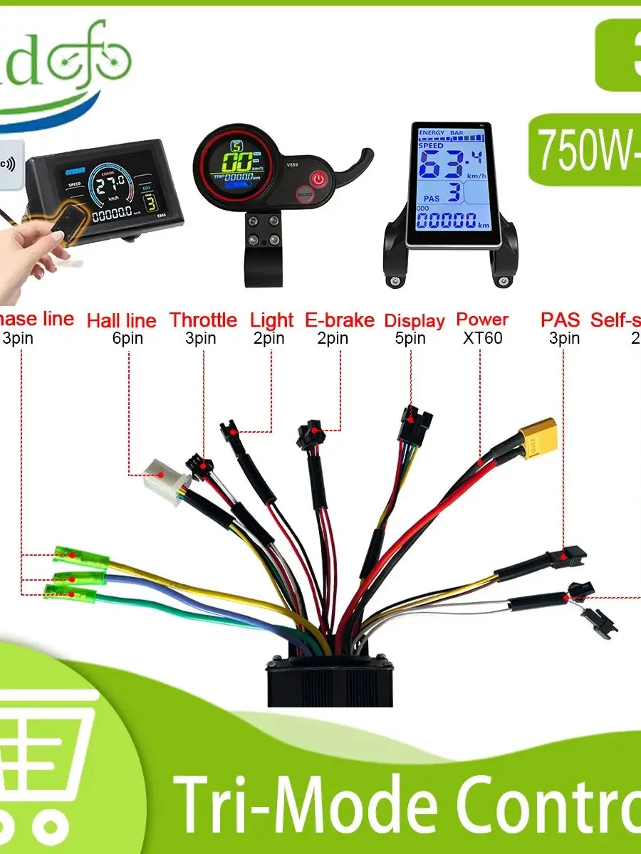 AliExpress kun ray 30A Ebike Sine Wave Controller 24V/36V/48V Three Mode With LCD 124DX Display For Electric Bike Brushless Without or With Hall