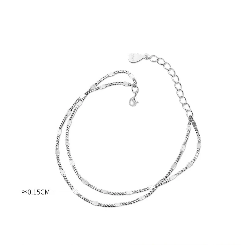 VENTFILLE s925 Sterling Silver Double Layers Simple Bracelet for Women Temperament Elegant Sweet Link Chain Bracelet Jewelry