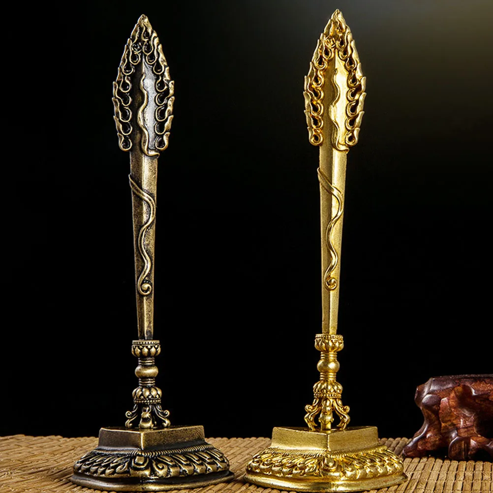 

Vajra Dorjes Metal Stick Decor Retro Sword Shaped Desk Office Exquisite Craftsmanship Smooth Desktop Home