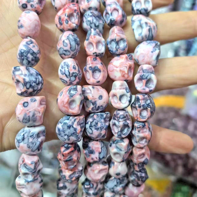 

New Natural Rain Flower Stone Skull Head Scattered Beads DIY Bracelet Necklace Sweater Chain Jewelry Accessories Wholesale