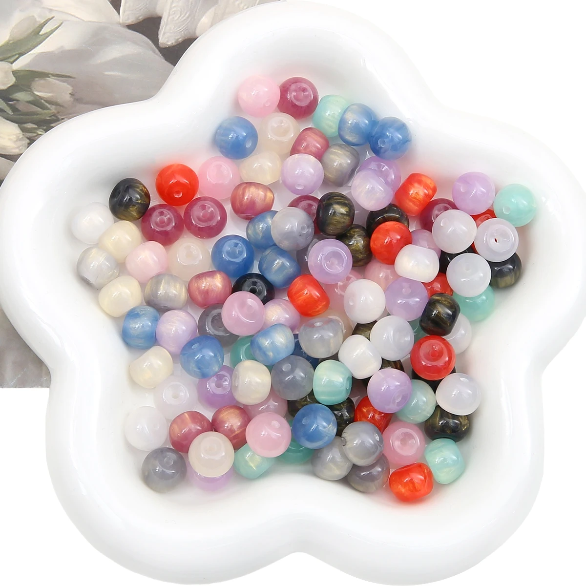 10/20Pcs 11x8mm Colorful Apple Resin Beads Handmade Loose Spacer Bead Charms For Diy Earring Bracelet Jewelry Making Accessories