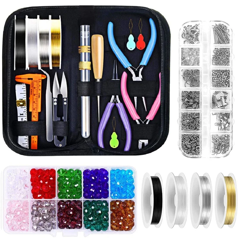 Jewelry Making Supplies Kit with Jewelry Tools Jewelry Wires for Jewelry Repair Beading Bracelets Earrings DIY Handmade