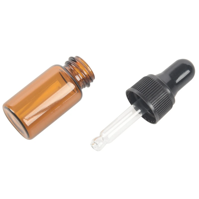 60Pcs 3Ml Empty Brown Glass Dropper Bottles With Pipette For Essential Oil