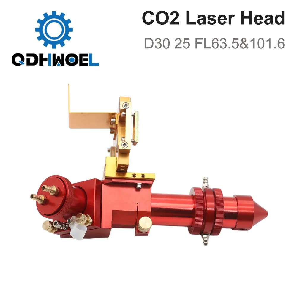 Water Cooling CO2 Laser Head  Mirror 30mm Lens 25mm FL63.5&101.6 Integrative Mount Holde