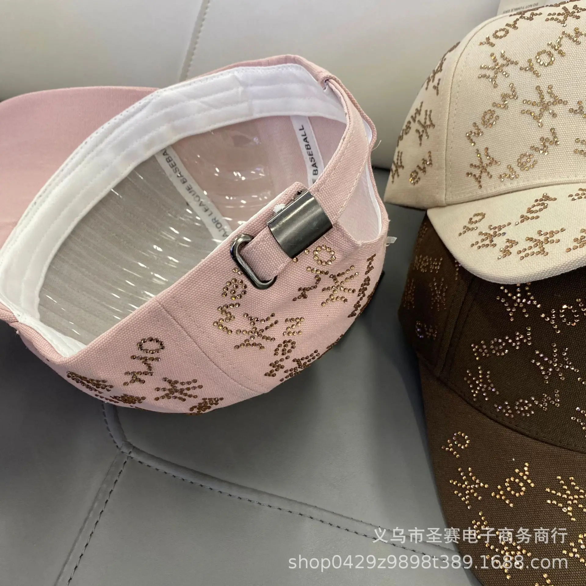 

2025 Rhinestone Baseball Cap for Women - Big Head High Top, Adjustable Face Slimming Sun Protection Cap