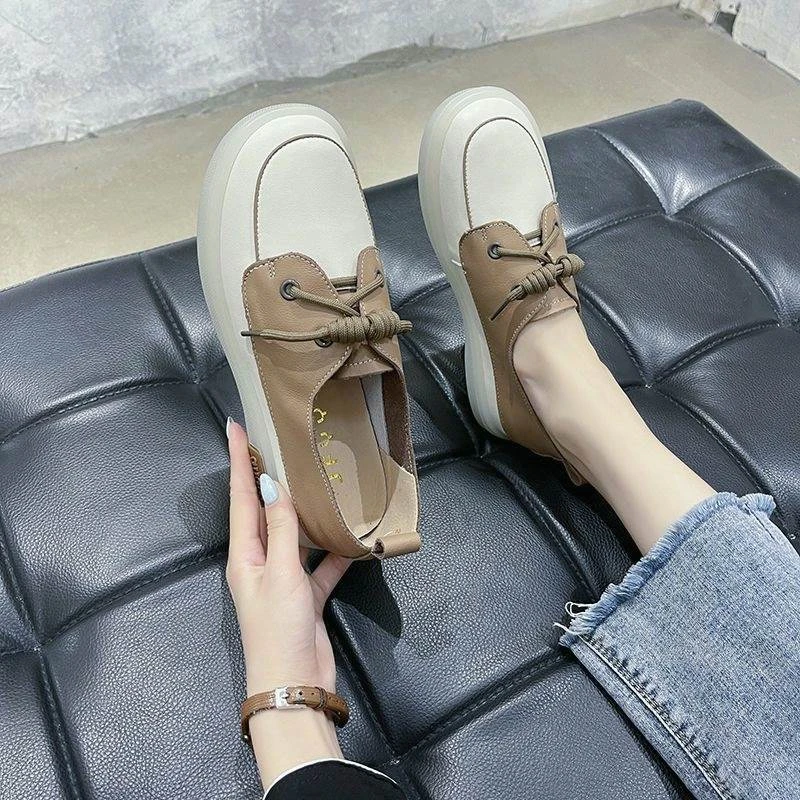 New Autumn Pu Leather Kawaii Lolita Shoes Low Heel Flat Shoes Women's Retro Casual Student Sneakers Cute Fashion Sweet Shoe