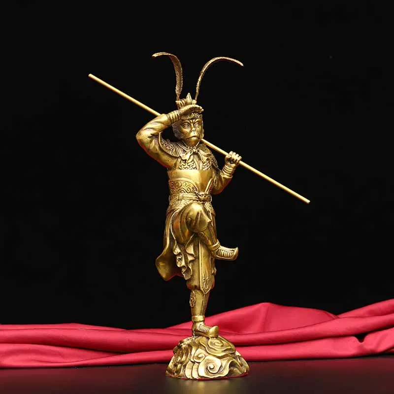 Vintage Brass Sun Wukong Statue - The Great Sage Equal to Heaven Figurine, Traditional Chinese Mythology Decor & Collectible
