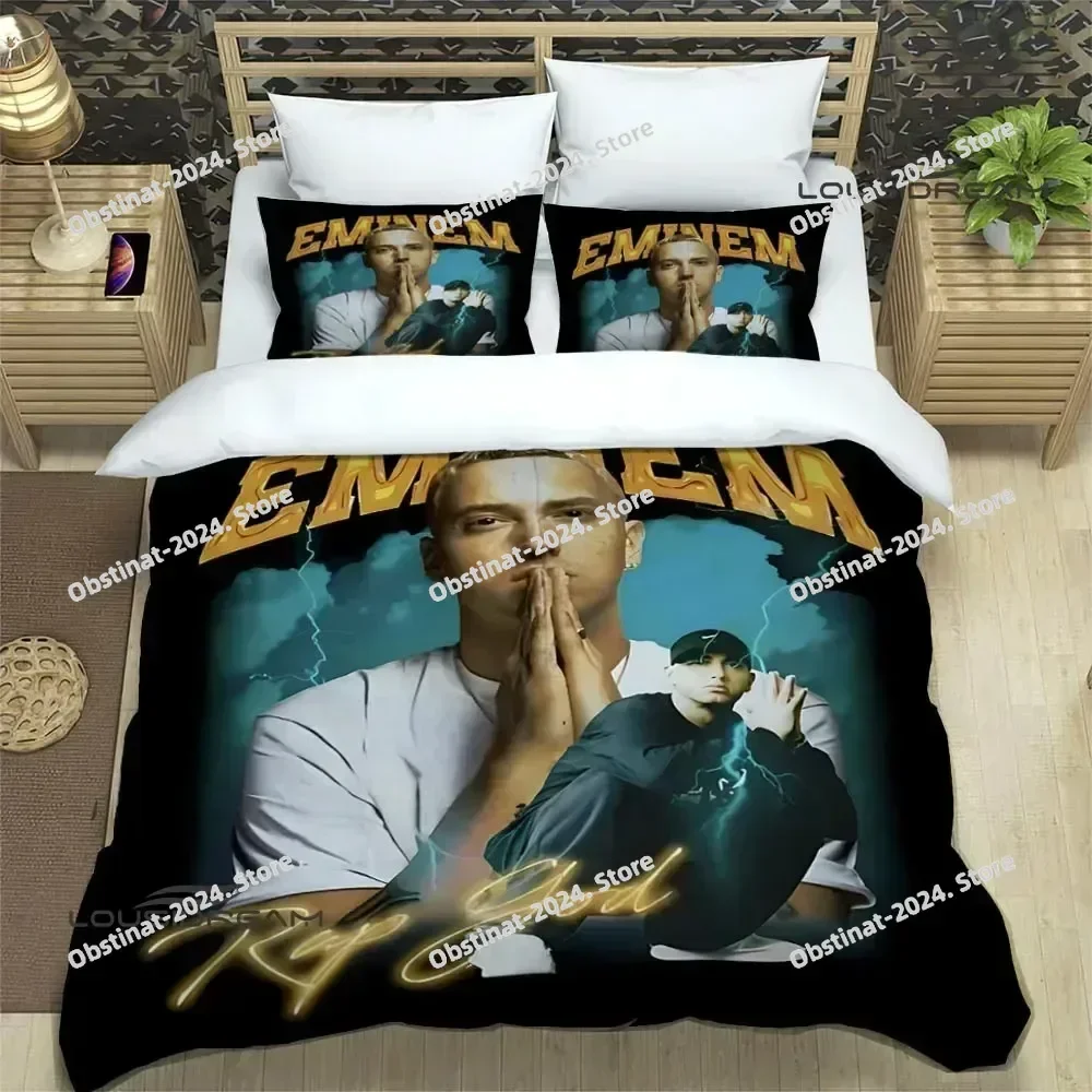 Eminem hip -hop singer Bedding Set Printed With Pillowcase Bed Duvet Cover Soft Single Double Queen Super King Size luxury gift