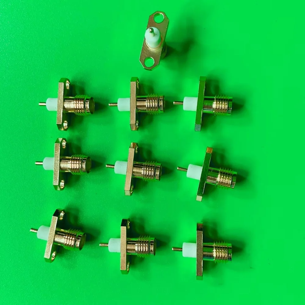 10Pcs SMA Female 2-hole Flange PTFE Solder Panel Mount Adapter RF Connectors Straight Gadgets