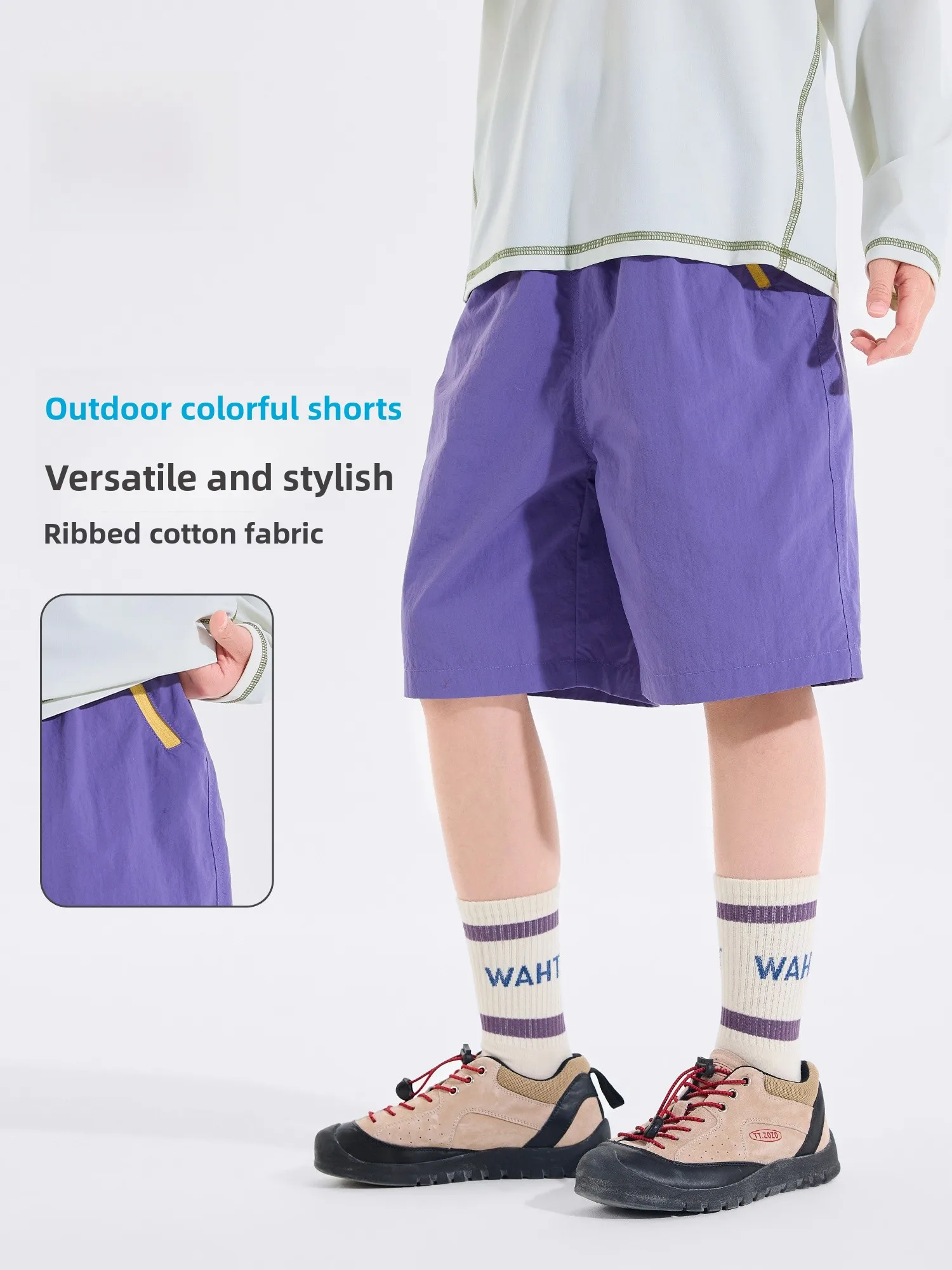 Bluem Kids Shorts Children's Pants Yellow Summer Boys Girls Five-Pointed Workwear Casual Nylon mid Waist Length Sixths