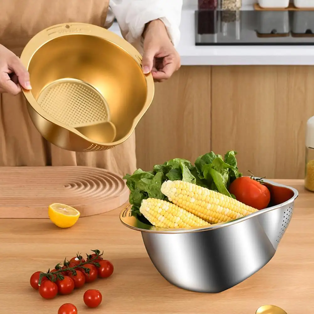 

Rice Washer Strainer Bowl Quick Drainage Basket Rice Washing Bowl Rice Sieve Colander Fruit Vegetable Strainer Kitchen Tools