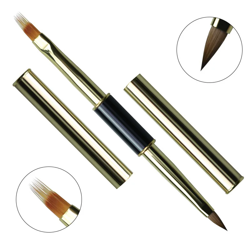 Podwójny koniec Nail Art Stripes Liner DIY Painting Brush Liquid Powder Akryl UV GEL Extension Builder French Drawing Pen