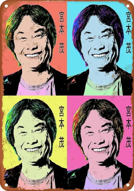 Shigeru Miyamoto Collage #2 Pop Metal Aluminum Sign Gift Wall Plaque Poster For Cafe Bar Restaurant Supermarket Poster 8X12 sign