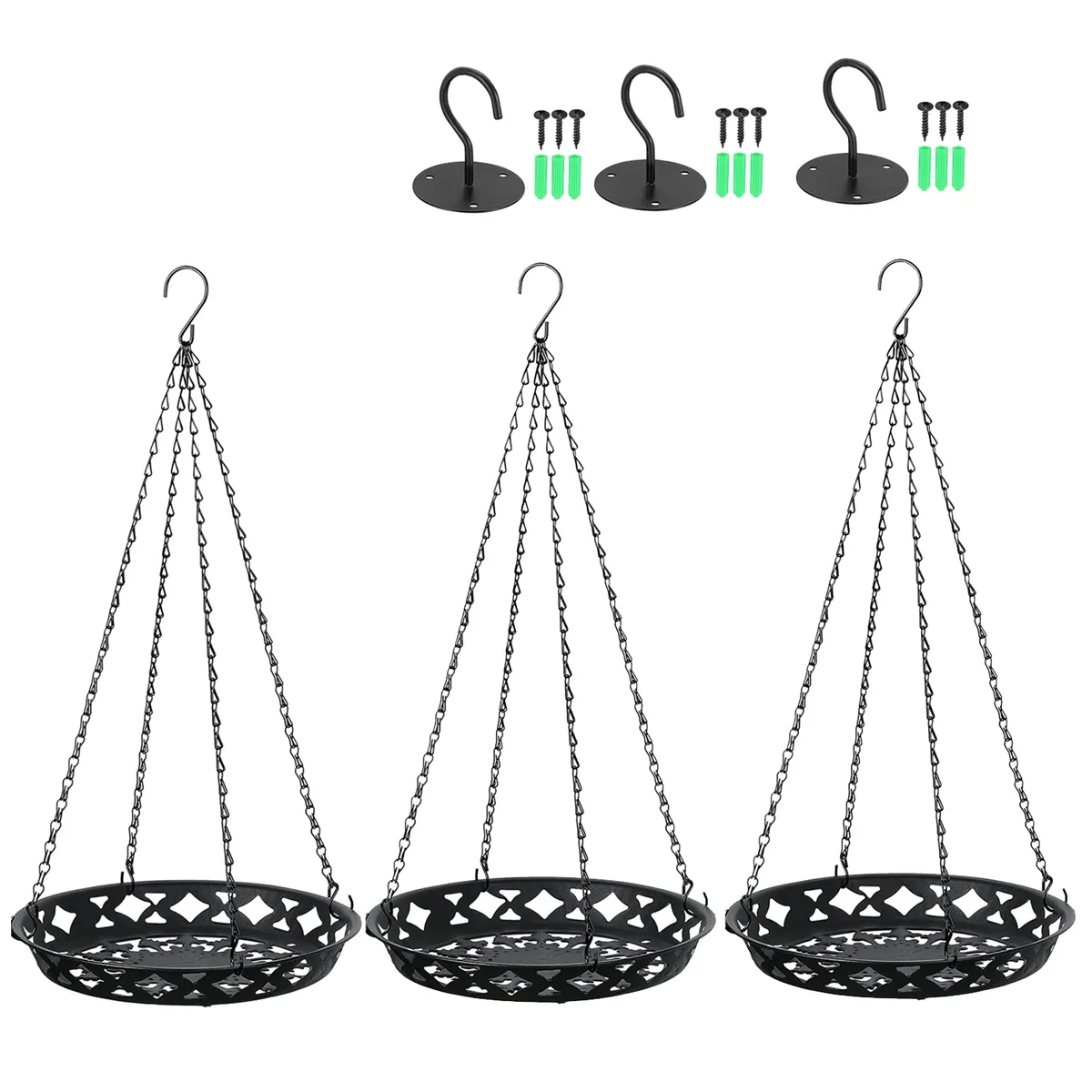 3 Pack Plant Hanger, 12 Inch Metal Hanging Planter for Indoor Outdoor Plants, Decorative Hanging Plant