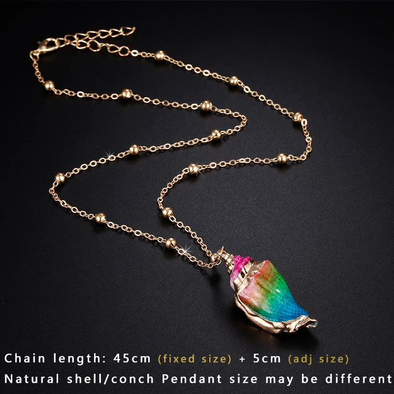 Bohemian Style Natural Conch Necklaces Summer Beach Holiday Jewelry Chain Choker Shell Pendant Charms Necklace For Women Girls
