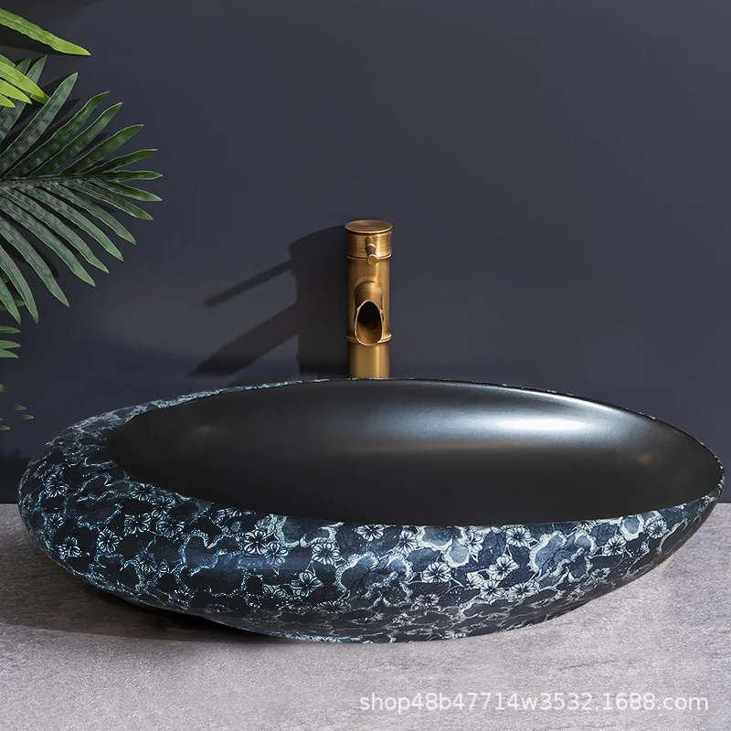 Special-shaped Ceramic Antique Single Art Basin Countertop Wash Basin Bathroom Decor Sink