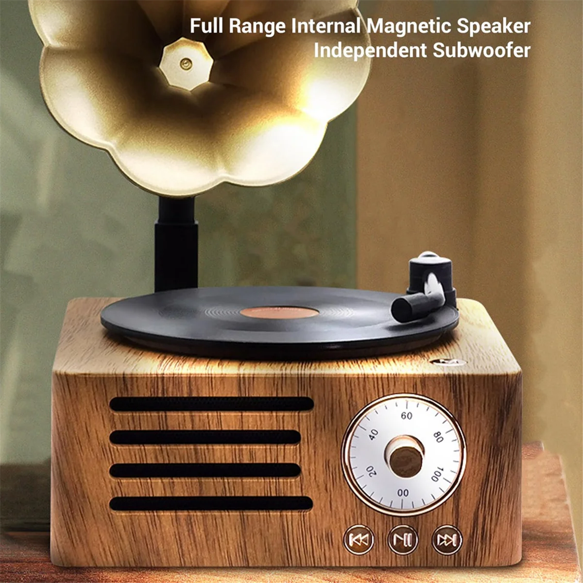 QA88X ريترو جراموفون شكل سمّاعات بلوتوث صندوق محمول مكبر صوت لاسلكي في الهواء الطلق لنظام الصوت TF راديو FM الموسيقى MP3