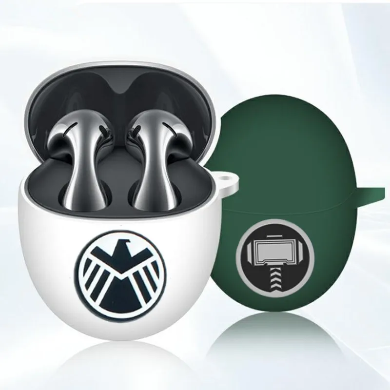 Cartoon Marvel Earphone Case Cover For Huawei FreeBuds 5 Silicone Wireless Earbuds Charging Box Protective Cover With Hook