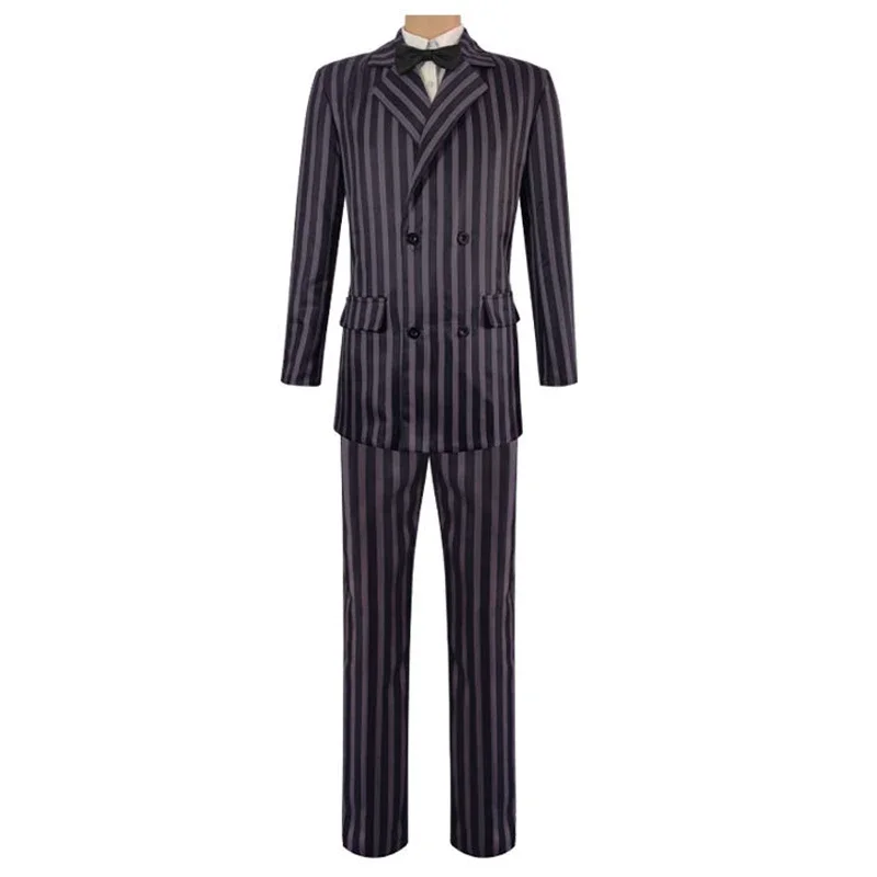 Costume de Cosplay de Gomez Addams pour Homme, Tenue de Carnaval d'Halloween, Manteau, Chemise et Pantalon Imbibés, Uniforme de ixAA, Nouveau mercredi 2025