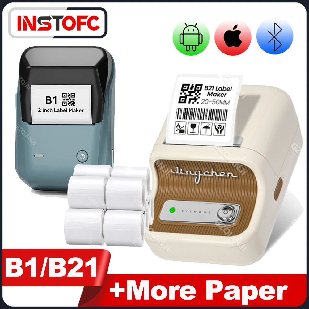 niimbot portatil sem fio bluetooth impressora termica label maker papel adesivo food price tag use varios tamanhos b21 b1 01