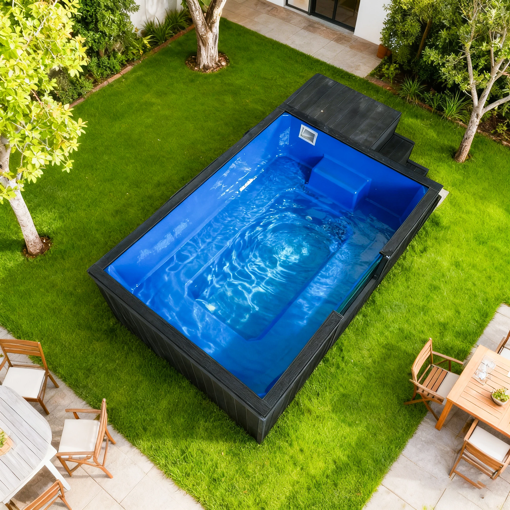 Large Outdoor Fiberglass Above Ground Pool Family Adult Children Durable UV Resistant Piscina