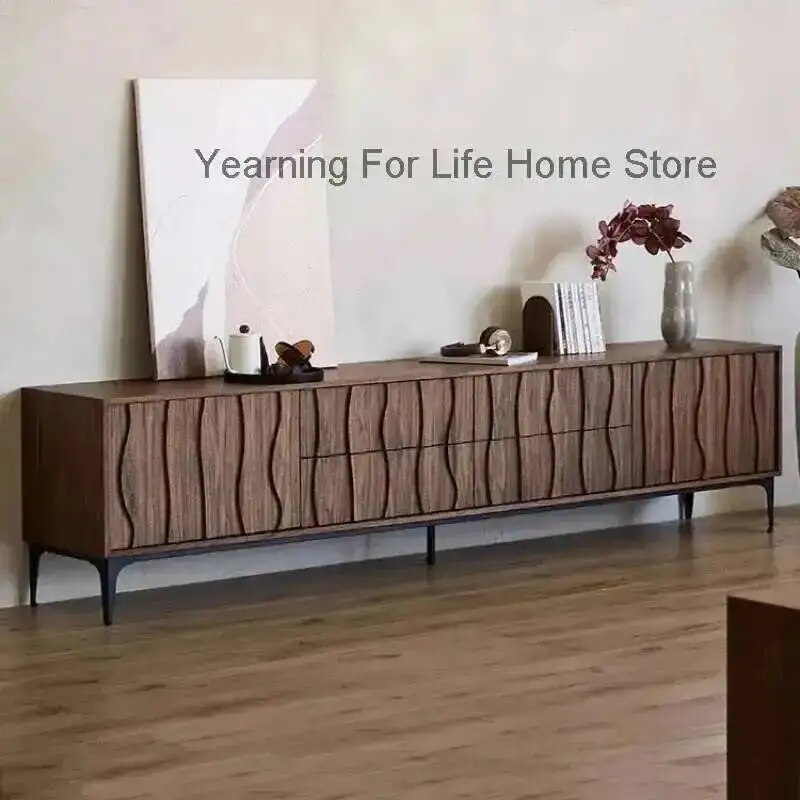 

Storage 240Cm Simple Tv Stand Universal Organizer Wood Black Modern Tv Table Nordic Luxury Designer Fernsehtisch Furniture