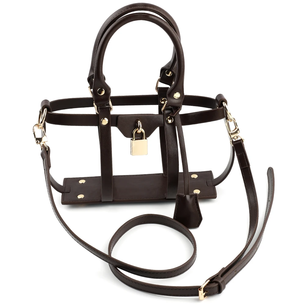 Hollow Tote Messenger Bag Set Leather Encasement Conversion Crossbody Adjustable Shoulder Strap for Women Handbag Accessories