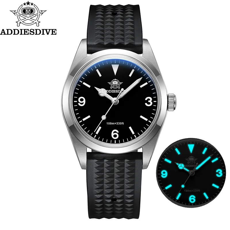 ADDIESDIVE Luxus-Saphirglas-Herrenuhr 36 mm VH31 Quarz-Armbanduhren BGW9 leuchtende 10 Bar wasserdichte Herren-Business-Armbanduhr