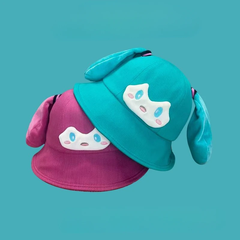 New Hatsune Miku anime peripherals cartoons cute bucket hats spring outdoor trips high-value parent-child big hat brim sunhats