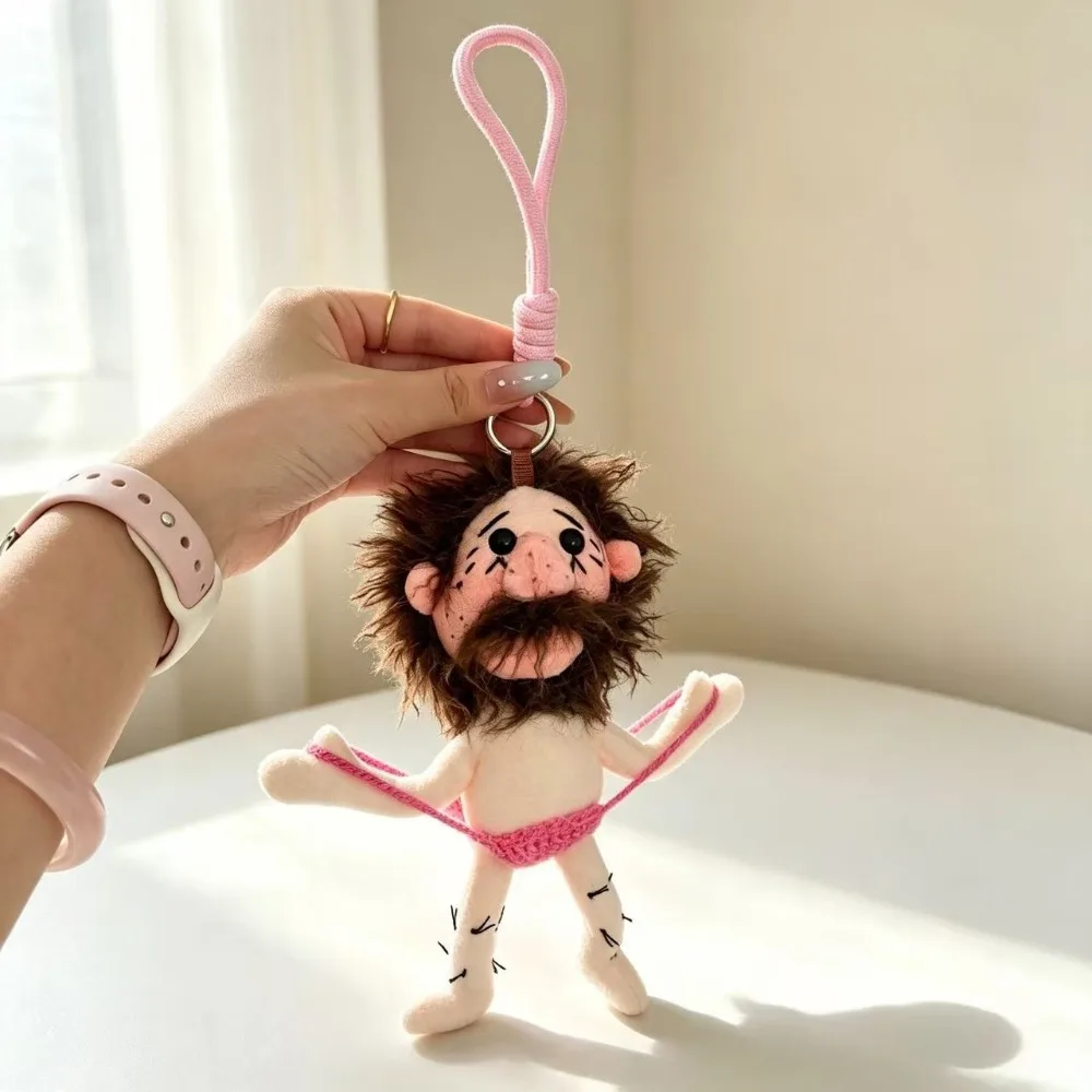Whimsical Design Cartoon Figure Bag Pendant Vivid Appearance Soft Fabric Material Handmade Keychain Distinctive Look