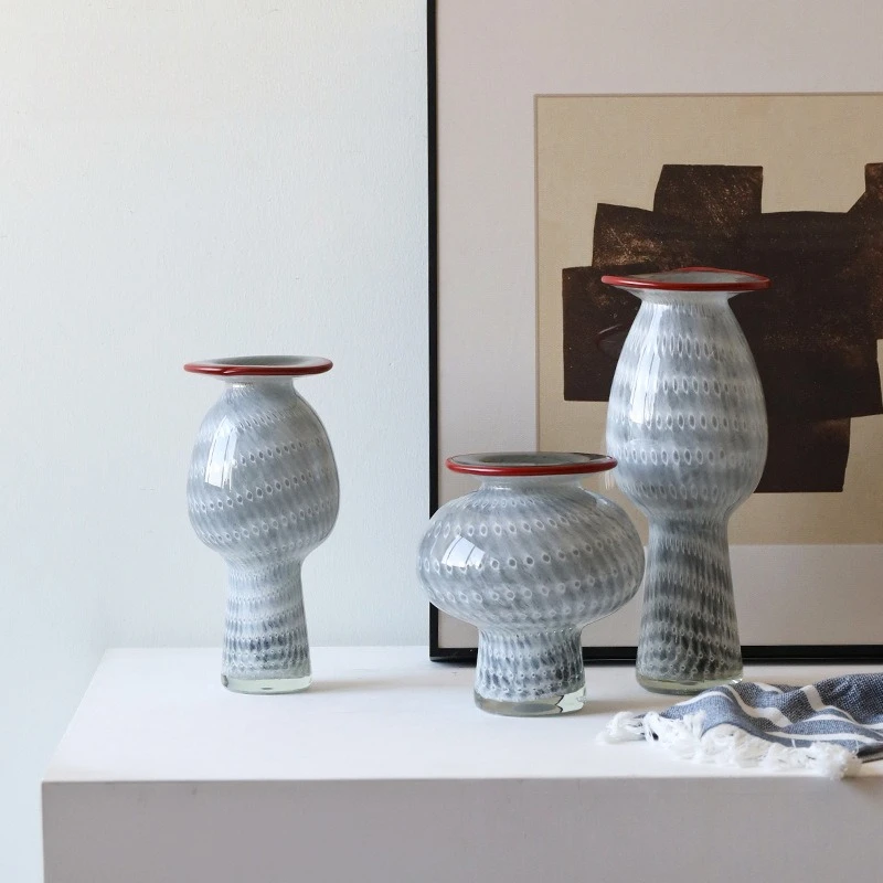 Creative gray torch vase glass living room decoration high-end niche home decoration