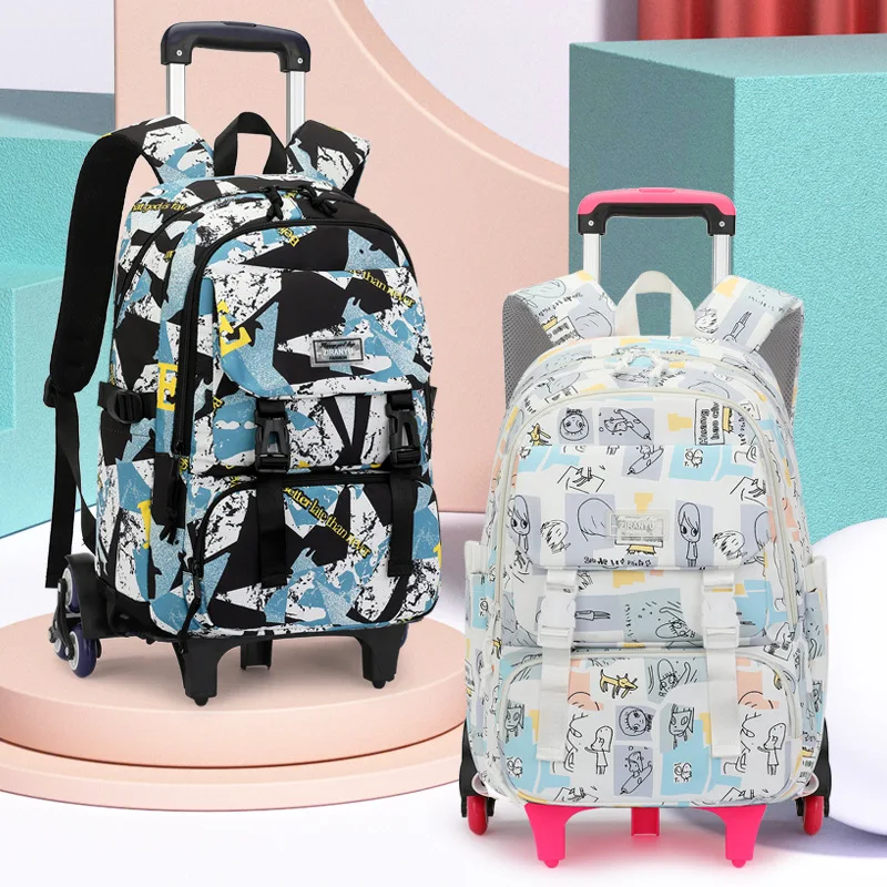 Trolley Children School Bags Mochilas Kids Backpacks With Wheel Trolley Luggage Girls princess backpack Backbag kids Schoolbag