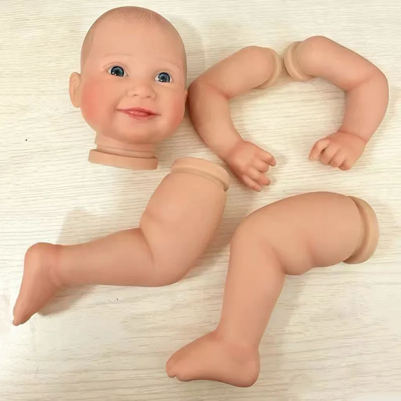 19inch With Visible Veins Hand Drawn Hair Lifelike Reborn Smile Summer Doll Kit Unassembled Multiple Layers Painting Doll Parts