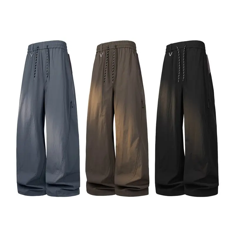 

Quick Dry Loose Fit Men's Paratrooper Pants Windproof Hiking Trousers Outdoor Casual Straight Leg High Waist Spring Autumn Khaki