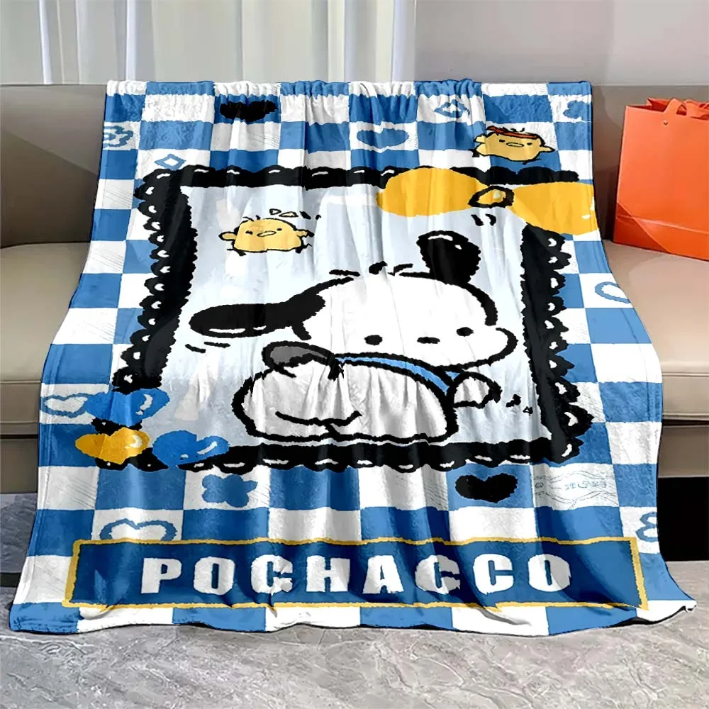 Anime Sanrio Pochacco Cartoon Plush Fluffy Soft Blanket 4 Season Cute Warm Flannel Office Noon Break Kawaii Blanket Girl Gifts