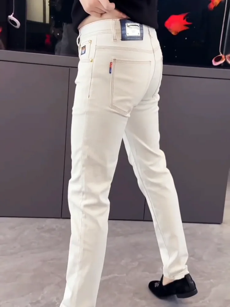 

Модные мужские джинсы нового стиля для весны и лета: повседневные, стильные, с высокой талией, длинные брюки для молодежи, производство Китай