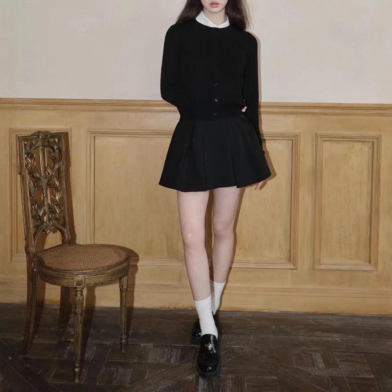 UMI MAO Three-dimensional Cable-knit Wool Blend Cardigan Round-neck Sweater Long-sleeved Outerwear Women Autumn Femme view 2
