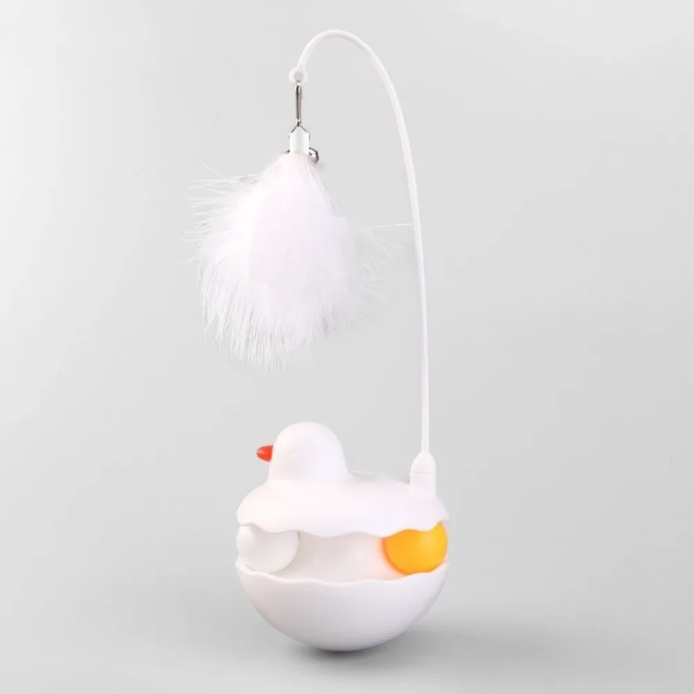 

360 ° Rotation Tumbler Cat Toy Bite Resistant Duck Shaped Kitten Play Wand with Feathers with Bells Cat Teaser Toy Entertainment