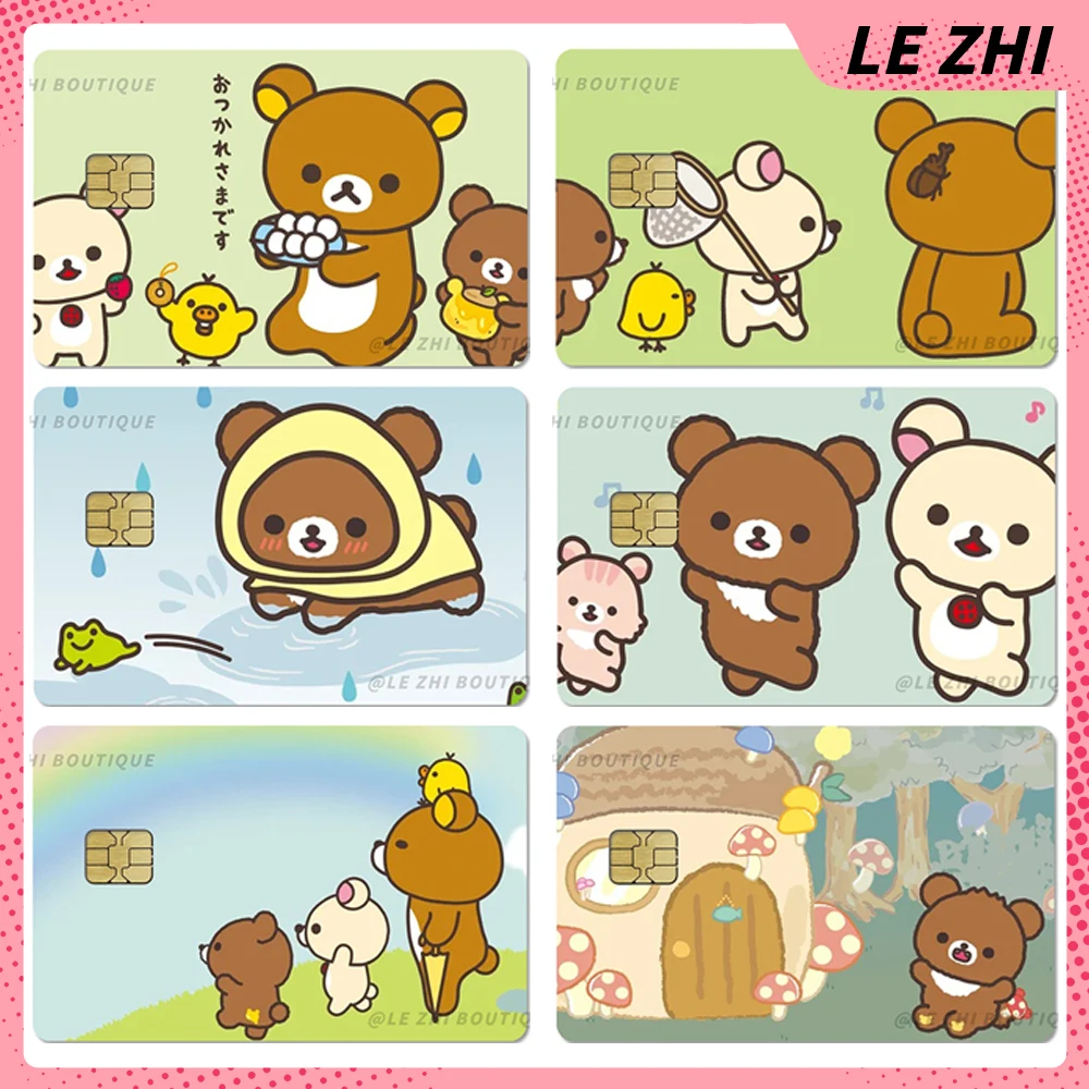 

1Pc Cartoon Anime Rilakkuma Pvc Waterproof Small Chip Sticker Shining Love Star Frosted Rainbow Credit Debit Card Decal Sticker