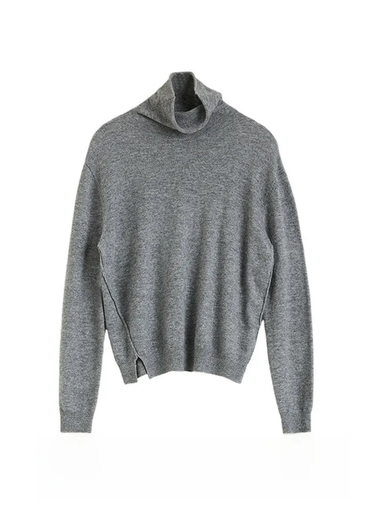 

Winter New Women's Knitted High Collar Loose Fit Soft Comfortable Warm Wool Sweater Faionable Versatile Base Layer Top